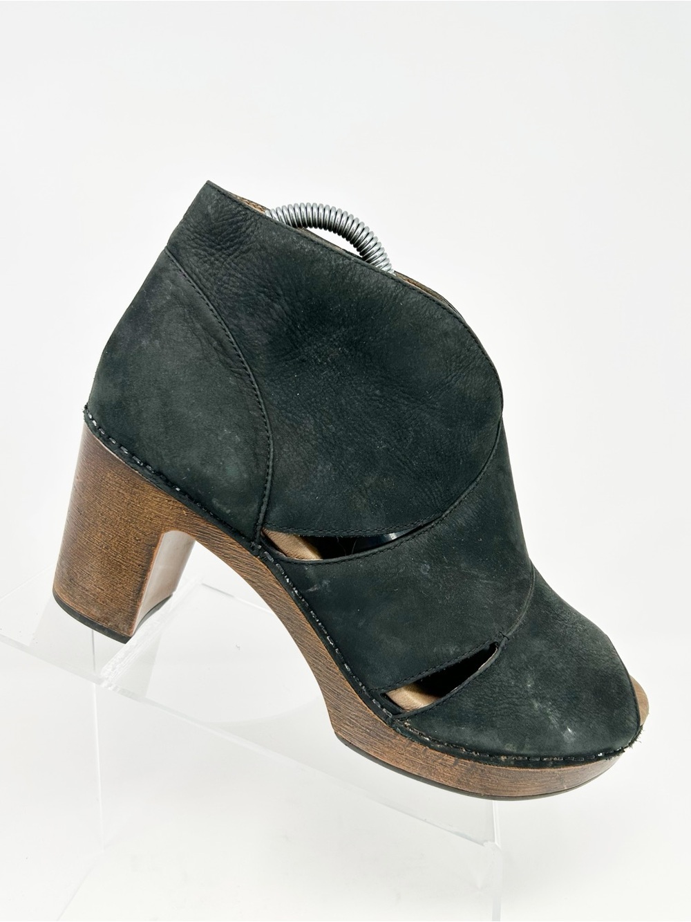 Dansko Delphina Womens Ankle Booties Black Peep Toe Platform Side Zip Size 41